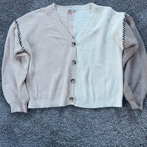 J. Society Beige and Cream Cardigan Sweater